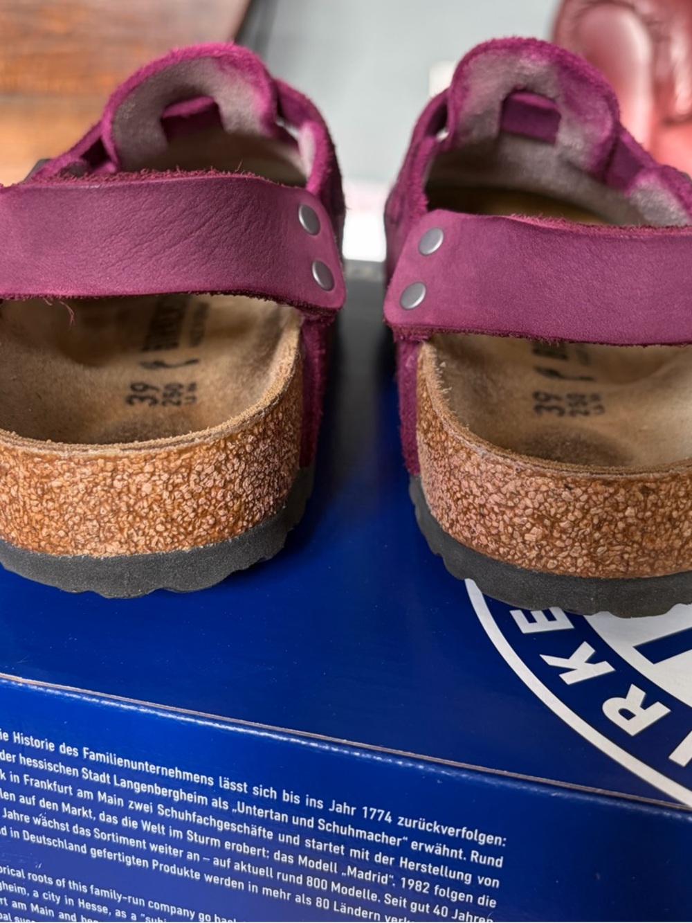 Birkenstock Tokio Suede Clogs Size 39 Gorgeous Custom Plum Color - Picture 6 of 10